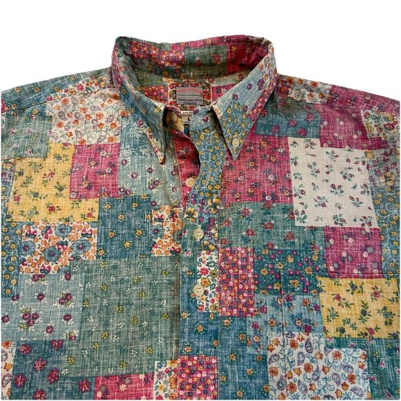 REYN SPOONER Reverse Print Mens Hawaiian Shirt Commemorative Sz L Quilt - Picture 1 of 7
